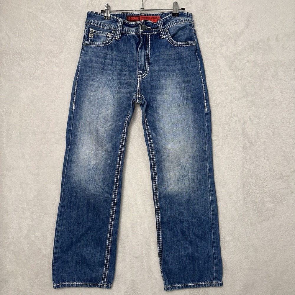Rock & Roll Denim Jeans Mens Fits 30x29.5 Blue Double Barrel Relaxed Distressed